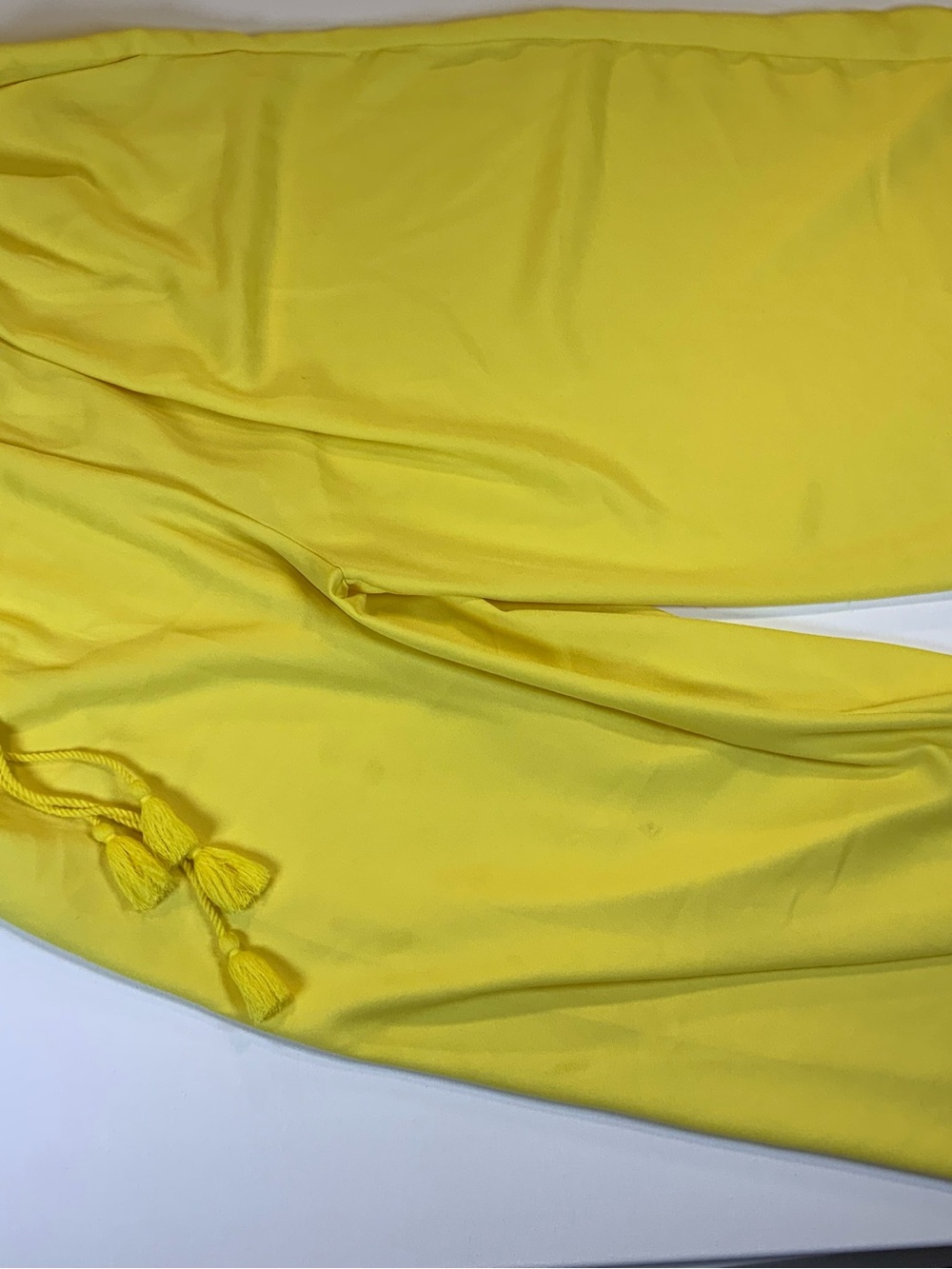Zara Bright Yellow Maxi Pants with Tassel Tie
